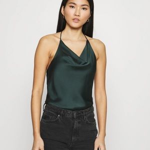 Cowl Neck Satin Bodysuit NWT